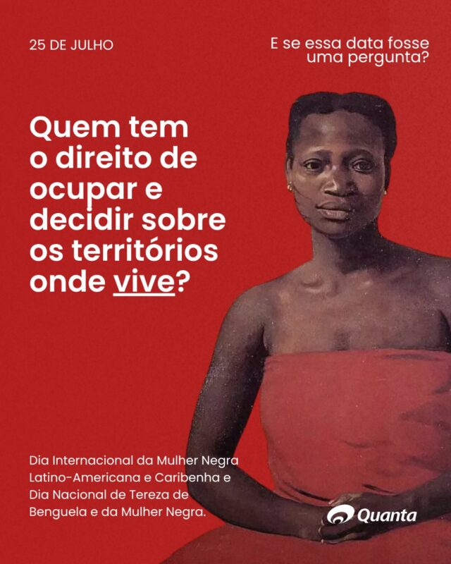 ### Quem participa da construção dos futuros que planejamos? O 25 de julho convida a refletir sobre quem ocupa os espaços de decisão e quais experiências orientam a construção das cidades e dos territórios. Inspirado no legado de Tereza de Benguela, este conteúdo reúne reflexões sobre direito à cidade, cuidado, participação social e o protagonismo das mulheres negras no planejamento dos territórios. Leia a matéria completa no site da Quanta. #25deJulho #TerezaDeBenguela #DireitoÀCidade #PlanejamentoUrbano #JustiçaRacial