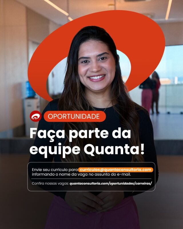 O próximo passo da sua carreira pode acontecer na Quanta. Estamos com vagas abertas para profissionais de engenharia no Sudeste. 🧡 Aqui, cada trajetória é construída com troca de conhecimento, atuação integrada e participação em soluções que unem técnica, planejamento e responsabilidade social. Confira as oportunidades disponíveis para a região e candidate-se nos enviando um e-mail com a vaga desejada no assunto ou através do nosso site. #Vagas #VagasEngenharia #Oportunidades #Carreiras #QuantaConsultoria