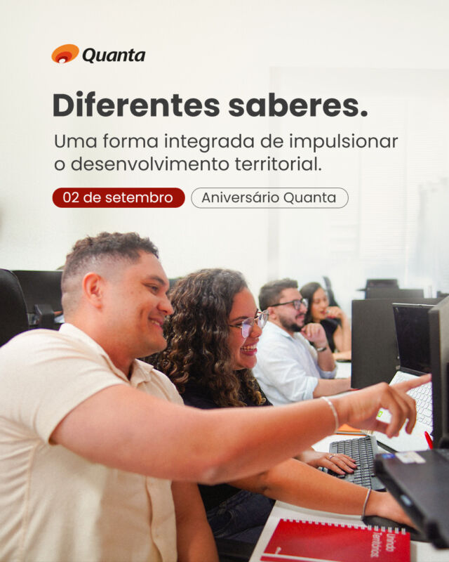 Cada projeto carrega diferentes desafios: infraestrutura, meio ambiente, dinâmica urbana, necessidades sociais, características culturais e expectativas das pessoas que vivem naquele lugar. Por isso, desenvolver soluções consistentes exige integração entre diferentes áreas e perspectivas variadas capazes de compreender o território em sua totalidade. Ao longo de 24 anos, a Quanta construiu sua trajetória conectando engenharia, arquitetura, planejamento, meio ambiente, tecnologia e desenvolvimento social para transformar diagnósticos em estratégias e projetos em resultados positivos concretos. Seguimos acreditando que é na conexão entre saberes que surgem as respostas mais assertivas para os desafios dos territórios. Somos Quanta. 24 anos em movimento. #QuantaConsultoria #DesenvolvimentoTerritorial #Infraestrutura #PlanejamentoUrbano #Sustentabilidade