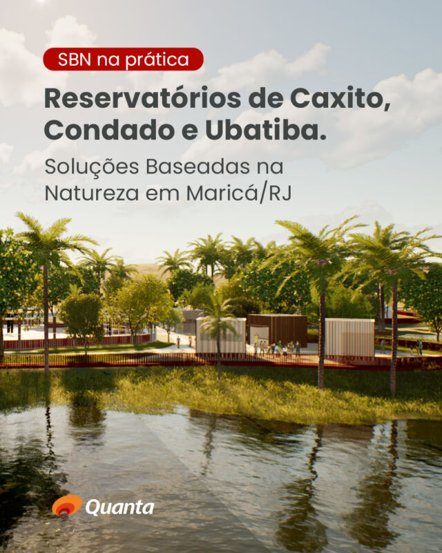 Depois de entender o conceito de Soluções Baseadas na Natureza, surge uma pergunta importante: como elas aparecem no projeto? A resposta começa pelo território. Cheias, impermeabilização, perda de vegetação, desconforto térmico ou degradação ambiental exigem soluções diferentes. Em uma abordagem baseada na natureza, água, solo e vegetação deixam de ser elementos isolados e passam a integrar as decisões de planejamento. Projetos desenvolvidos pela Quanta mostram como essa lógica pode assumir diferentes formas. Nos reservatórios integrados de Caixito, Condado e Ubatiba, a retenção controlada da água foi associada a áreas permeáveis, vegetação, circulação e espaços de convivência. A infraestrutura hídrica passa a cumprir funções ambientais e sociais no território. No Ecoparque, estratégias como coberturas verdes, pavimentos permeáveis, bacias de retenção e espécies adaptadas ao clima local aproximam arquitetura, paisagismo e resiliência climática. É essa integração que dá sentido às SBN: resolver um problema concreto utilizando processos naturais e gerando benefícios combinados. Aprofunde essas soluções na matéria do site da Quanta. #QuantaConsultoria #Sustentabilidade #SBN #ResiliênciaClimática #Biodiversidade