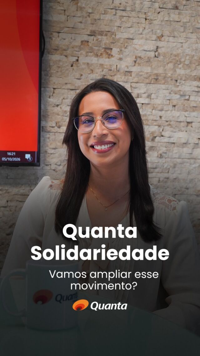 A solidariedade ganha força quando as pessoas se mobilizam por um propósito comum. 🧡 O Quanta Solidariedade chega a 2026 com o objetivo de ampliar a participação das equipes e fortalecer as ações de responsabilidade social nos territórios onde a Quanta está presente. Na edição anterior, a iniciativa mobilizou quatro escritórios das regiões Nordeste e Sudeste e arrecadou mais de uma tonelada de alimentos. Neste ano, queremos ampliar esse movimento, incentivando cada unidade a construir ações alinhadas às necessidades locais. Alimentos, brinquedos, roupas, itens de higiene e outros materiais poderão fazer parte das arrecadações. Cada contribuição conta para fortalecer essa rede de cuidado e solidariedade. Quanta Solidariedade 2026: pessoas, cuidado e responsabilidade social.